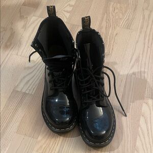 Dr. Martens Black Patent Leather Lace-Up Ankle Boots